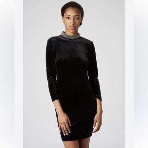 EUC Topshop Velvet Long Sleeve Mini Dress in Black size 10